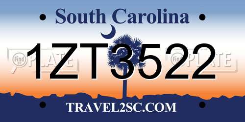 1ZT3522 South Carolina License Plate