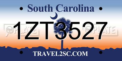 1ZT3527 South Carolina License Plate