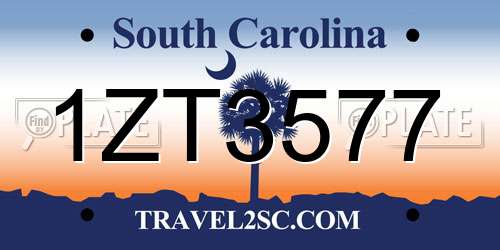 1ZT3577 South Carolina License Plate