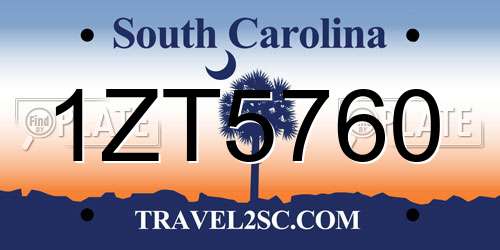 1ZT5760 South Carolina License Plate