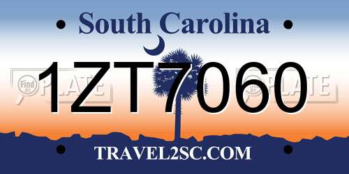 1ZT7060 South Carolina License Plate