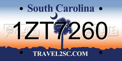 1ZT7260 South Carolina License Plate