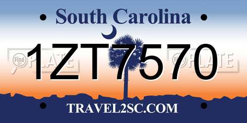 1ZT7570 South Carolina License Plate