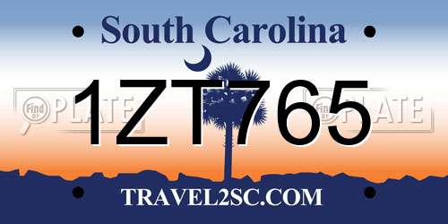 1ZT765 South Carolina License Plate
