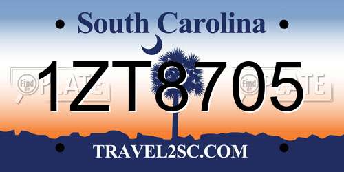 1ZT8705 South Carolina License Plate