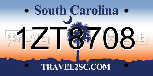 1ZT8708 South Carolina License Plate