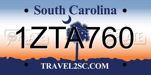 1ZTA760 South Carolina License Plate
