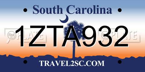 1ZTA932 South Carolina License Plate