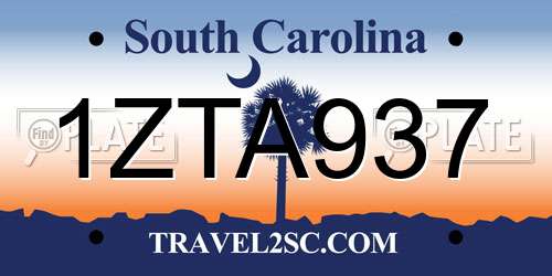 1ZTA937 South Carolina License Plate