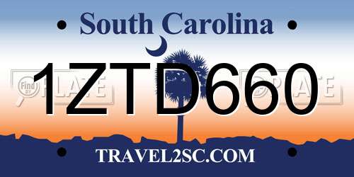 1ZTD660 South Carolina License Plate