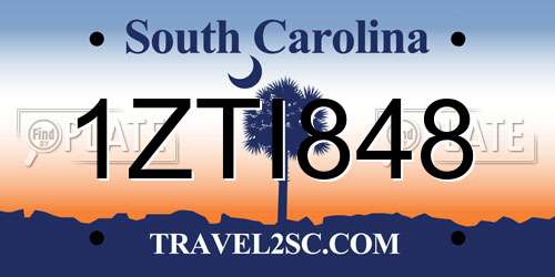 1ZTI848 South Carolina License Plate