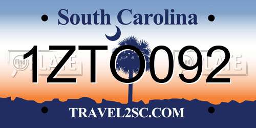 1ZTO092 South Carolina License Plate