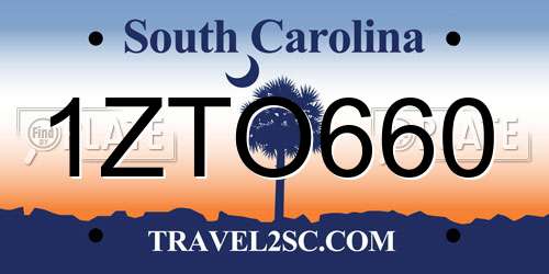 1ZTO660 South Carolina License Plate