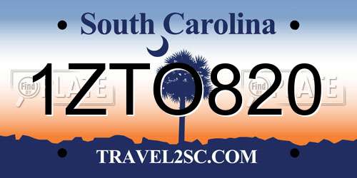 1ZTO820 South Carolina License Plate
