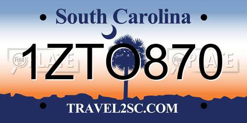 1ZTO870 South Carolina License Plate