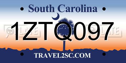 1ZTQ097 South Carolina License Plate
