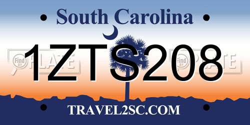 1ZTS208 South Carolina License Plate