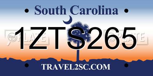 1ZTS265 South Carolina License Plate