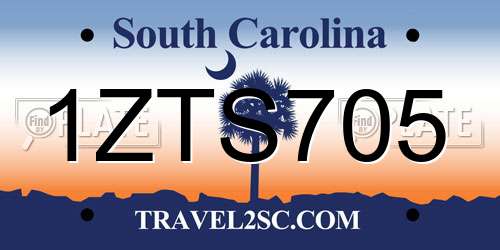 1ZTS705 South Carolina License Plate
