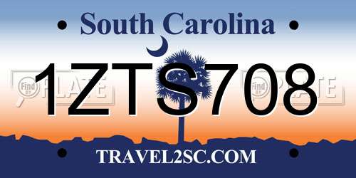 1ZTS708 South Carolina License Plate
