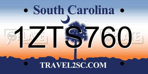 1ZTS760 South Carolina License Plate