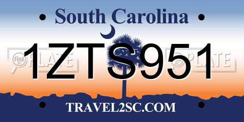 1ZTS951 South Carolina License Plate