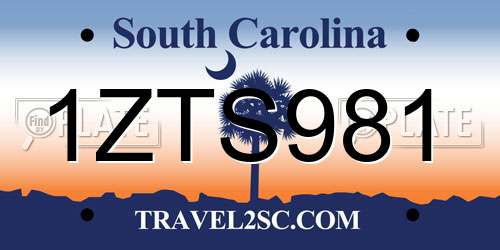1ZTS981 South Carolina License Plate