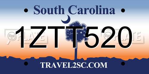 1ZTT520 South Carolina License Plate