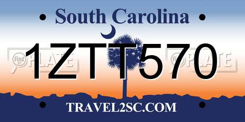 1ZTT570 South Carolina License Plate