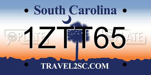 1ZTT65 South Carolina License Plate
