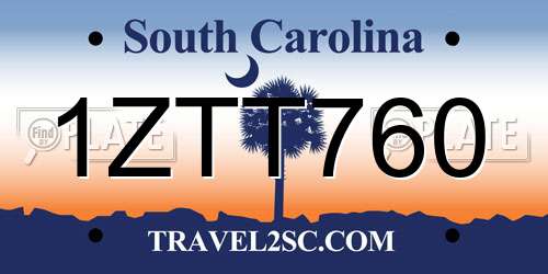 1ZTT760 South Carolina License Plate