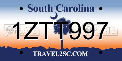 1ZTT997 South Carolina License Plate