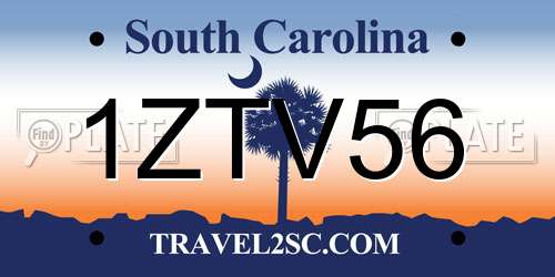 1ZTV56 South Carolina License Plate