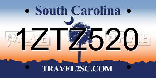 1ZTZ520 South Carolina License Plate