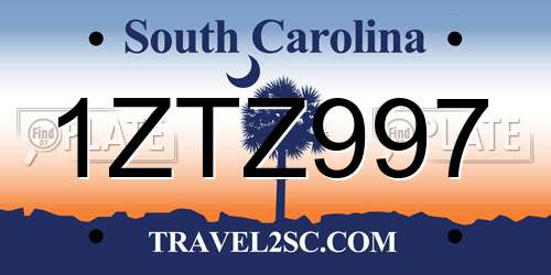 1ZTZ997 South Carolina License Plate