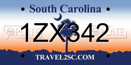 1ZX342 South Carolina License Plate