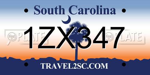 1ZX347 South Carolina License Plate