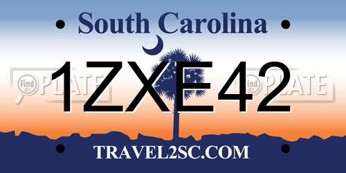 1ZXE42 South Carolina License Plate