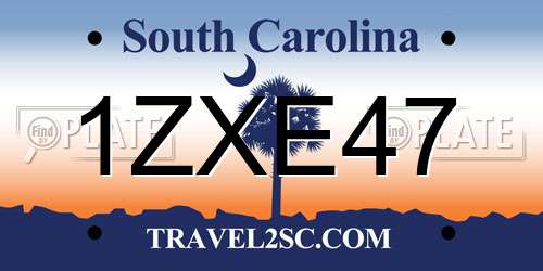 1ZXE47 South Carolina License Plate