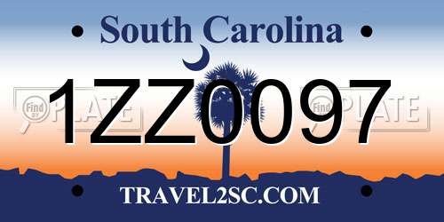 1ZZ0097 South Carolina License Plate