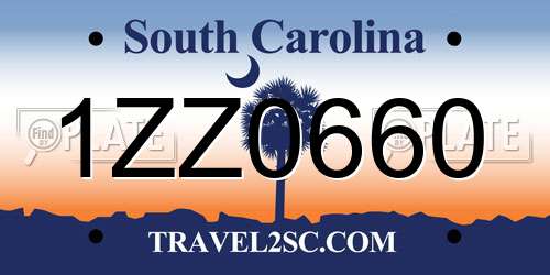 1ZZ0660 South Carolina License Plate