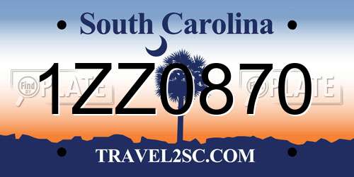 1ZZ0870 South Carolina License Plate