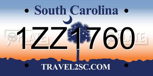 1ZZ1760 South Carolina License Plate