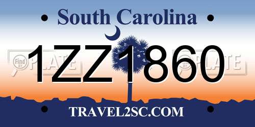 1ZZ1860 South Carolina License Plate