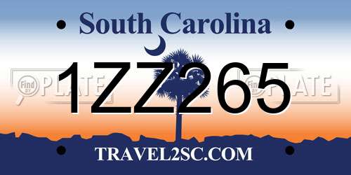1ZZ265 South Carolina License Plate