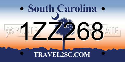 1ZZ268 South Carolina License Plate