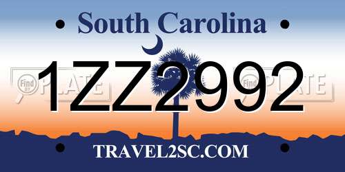 1ZZ2992 South Carolina License Plate