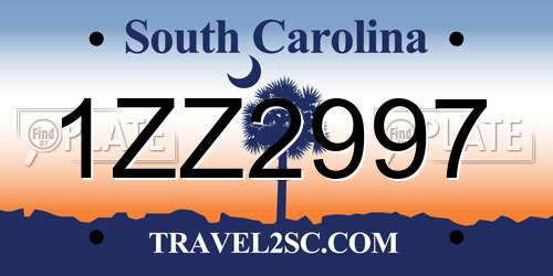 1ZZ2997 South Carolina License Plate