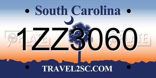 1ZZ3060 South Carolina License Plate