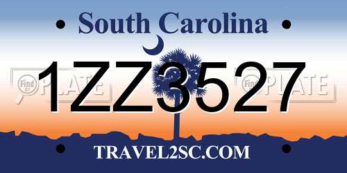 1ZZ3527 South Carolina License Plate